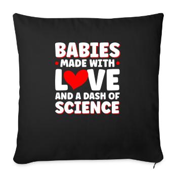 Des bébés avec de l’amour et une pincée de science - Housse de coussin décorative 45 x 45 cm - noir - Devant