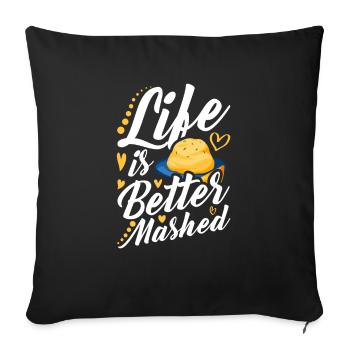 Life Is Better Puree - Sofa pillowcase 17,3'' x 17,3'' (45 x 45 cm) - black - Front