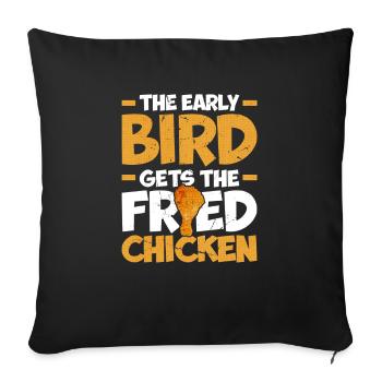 L’oiseau matinal reçoit le poulet rôti - Housse de coussin décorative 45 x 45 cm - noir - Devant