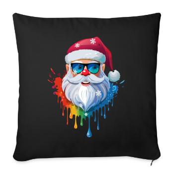 07 Santa Claus Head Sunglasses Color Drops - Sofa pillowcase 17,3'' x 17,3'' (45 x 45 cm) - black - Front