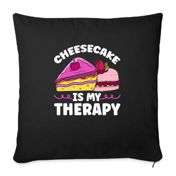 Le cheesecake est ma thérapie pour tous les gâteaux et - Housse de coussin décorative 45 x 45 cm - noir - Devant