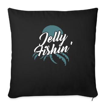 Jelly Fishin' - Cooles Quallendesign - Sofakissenbezug 45 x 45 cm - Schwarz - Vorne