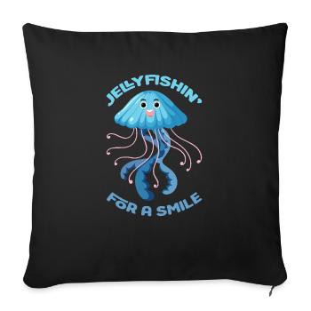 Méduse pour un sourire - design de méduse mignonne - Housse de coussin décorative 45 x 45 cm - noir - Devant