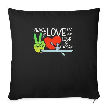 Peace Love Kayak - Sofa pillowcase 17,3'' x 17,3'' (45 x 45 cm) - black - Front