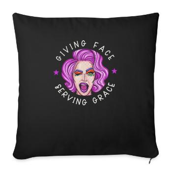 Donner la face - Servir la grâce - Housse de coussin décorative 45 x 45 cm - noir - Devant