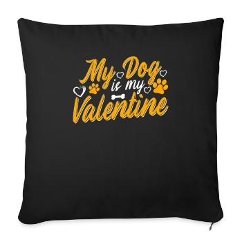 Mon chien est mon Valentin - Housse de coussin décorative 45 x 45 cm - noir - Devant