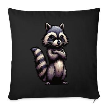 raton laveur ratons laveurs animal de la forêt raton laveur drôle - Housse de coussin décorative 45 x 45 cm - noir - Devant