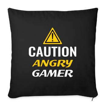 Angry Gamer Zocker lustige Sprüche Wut zocken - Sofakissenbezug 45 x 45 cm - Schwarz - Vorne