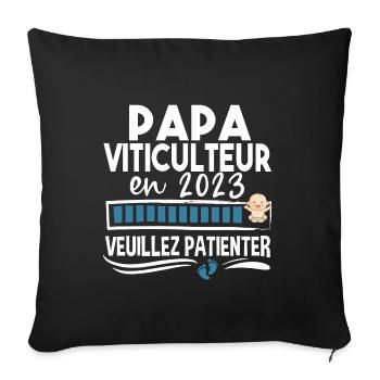 Papa Viticulteur 2023 Viticulture Métier Humour - Housse de coussin décorative 45 x 45 cm - noir - Devant