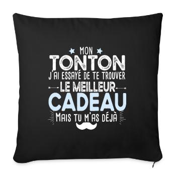 Tonton Oncle Cadeau Vintage T-shirt Mug - Housse de coussin décorative 45 x 45 cm - noir - Devant