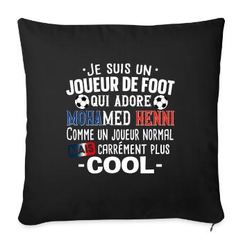Mohamed Henni Football Foot Cadeau Homme T-shirt - Housse de coussin décorative 45 x 45 cm - noir - Devant