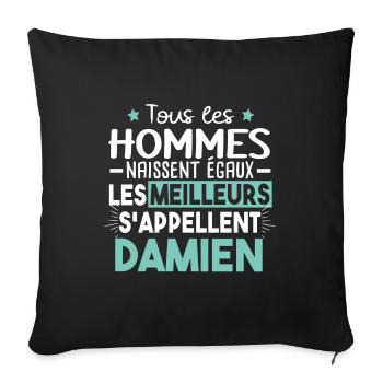 Damien Prénom Homme Cadeau Humour - Housse de coussin décorative 45 x 45 cm - noir - Devant