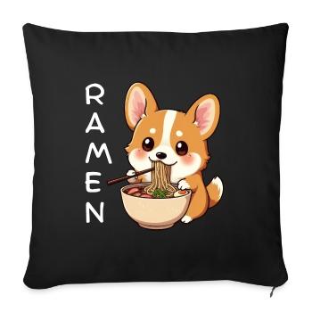 Ramen Corgi - Sofakissenbezug 45 x 45 cm - Schwarz - Vorne