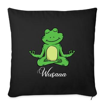 Auszeit Durchatmen Wusaaa Frosch - Sofakissenbezug 45 x 45 cm - Schwarz - Vorne