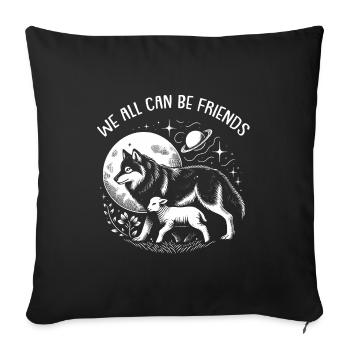 Wolf and lamb, we can all be friends - Sofa pillowcase 17,3'' x 17,3'' (45 x 45 cm) - black - Front