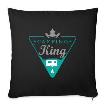 T-shirt de camping King - Housse de coussin décorative 45 x 45 cm - noir - Devant