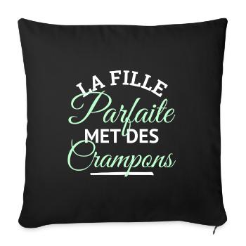 Cadeau footballeuse La fille parfaite crampons - Housse de coussin décorative 45 x 45 cm - noir - Devant
