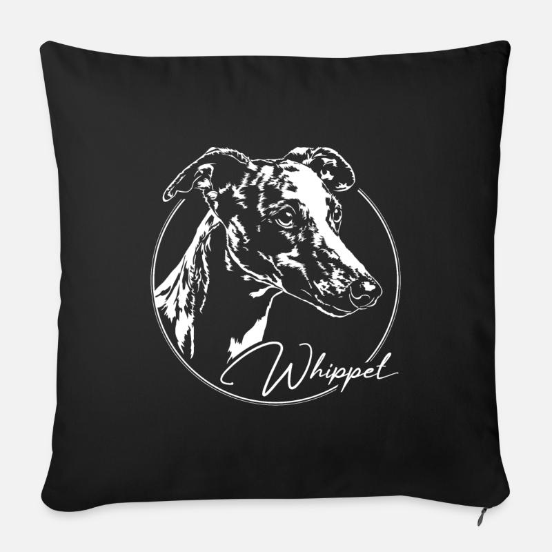 WHIPPET Windhund Windhunde Hunde Hund Wilsigns - Sofakissenbezug 45 x 45 cm - Schwarz