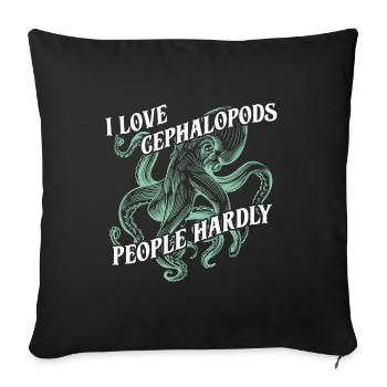 J’adore les céphalopodes pieuvres, les humains à peine - Housse de coussin décorative 45 x 45 cm - noir - Devant