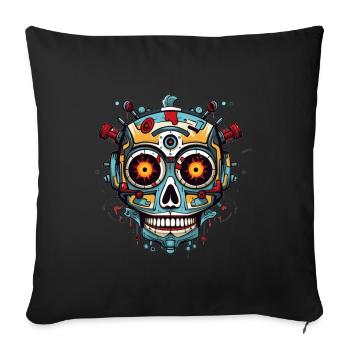 Mexican skull of robot - Sofa pillowcase 17,3'' x 17,3'' (45 x 45 cm) - black - Front