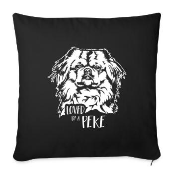 Aimé par un chien pékinois Peke Chien Wilsigns - Housse de coussin décorative 45 x 45 cm - noir - Devant