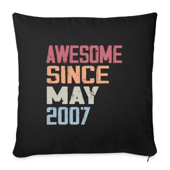 Mai 2007 Anniversaire 2007 Retro 2007 Mai Vintage - Housse de coussin décorative 45 x 45 cm - noir - Devant