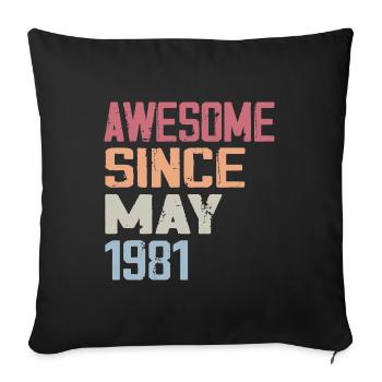 Mai 1981 Anniversaire 1981 Retro 1981 Mai Vintage - Housse de coussin décorative 45 x 45 cm - noir - Devant