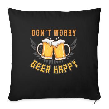 DONT WORRY BEER HAPPY funny T-shirt - Sofakissenbezug 45 x 45 cm - Schwarz - Vorne