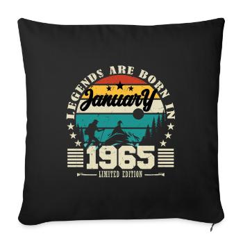 Janvier 1965. Cadeau d'anniversaire janvier 1965. - Housse de coussin décorative 45 x 45 cm - noir - Devant