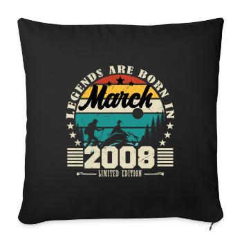 March 2008. Birthday gift March 2008. - Sofa pillowcase 17,3'' x 17,3'' (45 x 45 cm) - black - Front