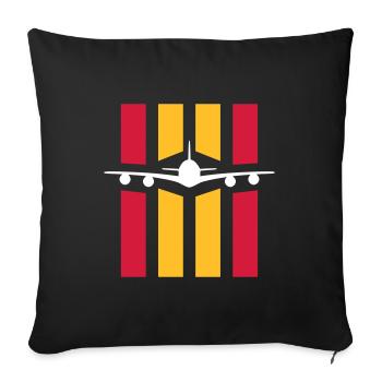 ★ Couleurs de conception modifiables ★ Avion devant 4 bandes - Housse de coussin décorative 45 x 45 cm - noir - Devant
