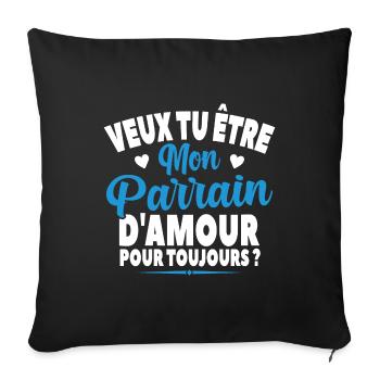 Veux Tu Être Mon Parrain D'amour Annonce Grossesse - Housse de coussin décorative 45 x 45 cm - noir - Devant