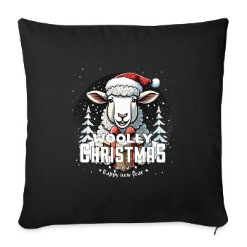 Mouton de Noël - Noël laineux - Housse de coussin décorative 45 x 45 cm - noir - Devant