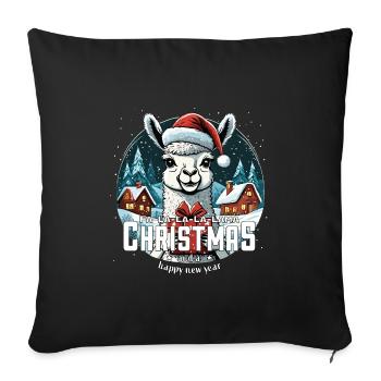 Christmas Llama Fa La La La Lama Christmas - Sofa pillowcase 17,3'' x 17,3'' (45 x 45 cm) - black - Front