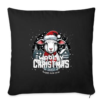 Mouton de Noël - Noël laineux - Housse de coussin décorative 45 x 45 cm - noir - Devant