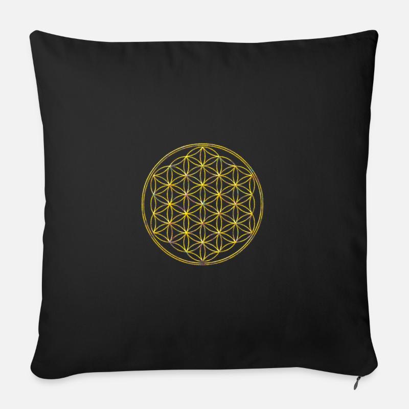 Fleur de vie - Housse de coussin décorative 45 x 45 cm - noir