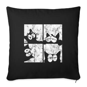 Chat Chat Miau Chat Rétro Chat Chat - Housse de coussin décorative 45 x 45 cm - noir - Devant