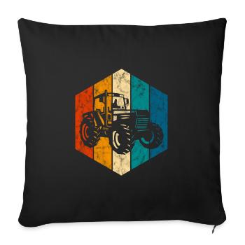 Farmer Farm Retro Tractor Tractor Tractors - Sofa pillowcase 17,3'' x 17,3'' (45 x 45 cm) - black - Front