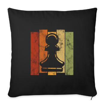 Échecs rétro échecs d’échecs - Housse de coussin décorative 45 x 45 cm - noir - Devant