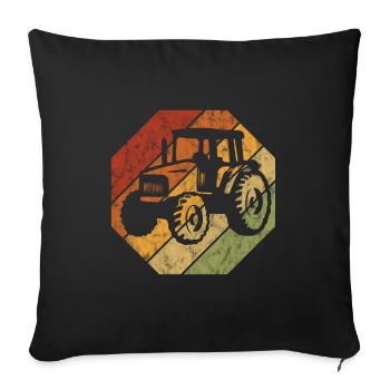 Tracteurs ferme trecker rétro tracteur bauer - Housse de coussin décorative 45 x 45 cm - noir - Devant