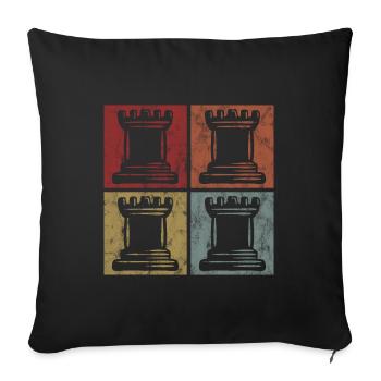 Jeu d’échecs Rétro Schachmatt Échecs - Housse de coussin décorative 45 x 45 cm - noir - Devant