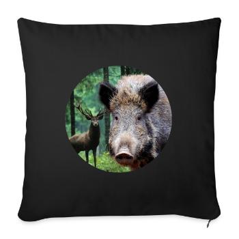 Chasse Chasseur Sanglier DEer Chasse - Housse de coussin décorative 45 x 45 cm - noir - Devant