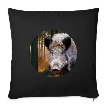 Chasse Chasseur Sanglier DEer Chasse - Housse de coussin décorative 45 x 45 cm - noir - Devant