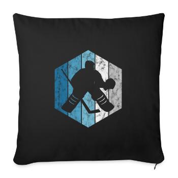 Hockey sur glace Hockey sur glace Patins rétro Puck Ice - Housse de coussin décorative 45 x 45 cm - noir - Devant