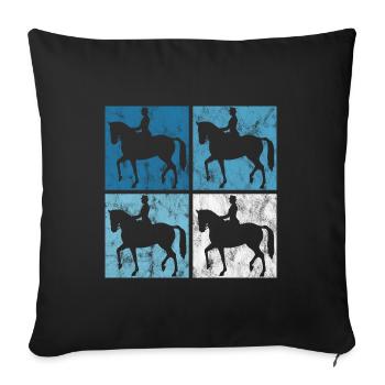 Dressage Équitation Dressage Cavalier Équitation Cheval - Housse de coussin décorative 45 x 45 cm - noir - Devant
