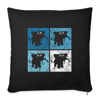 Eléphant éléphant pour enfants - Housse de coussin décorative 45 x 45 cm - noir - Devant