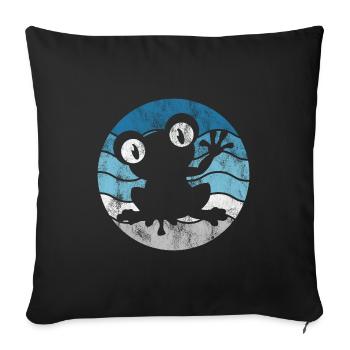 Frosch Frösche Geschenk für Kinder Lustig Witzig - Sofakissenbezug 45 x 45 cm - Schwarz - Vorne