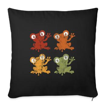Frosch Frösche Geschenk für Kinder Lustig Witzig - Sofakissenbezug 45 x 45 cm - Schwarz - Vorne