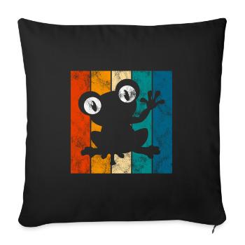 Frosch Frösche Geschenk für Kinder Lustig Witzig - Sofakissenbezug 45 x 45 cm - Schwarz - Vorne