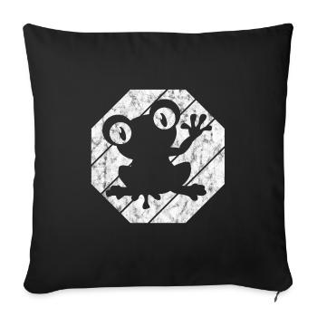 Frosch Frösche Geschenk für Kinder Lustig Witzig - Sofakissenbezug 45 x 45 cm - Schwarz - Vorne